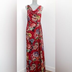 Johnny Was Red Floral Maxi Dress